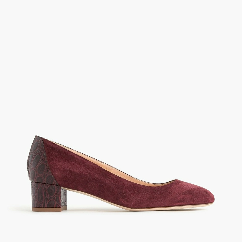 50% OFF J Crew Suede Pumps w/Stamped Croc Heel